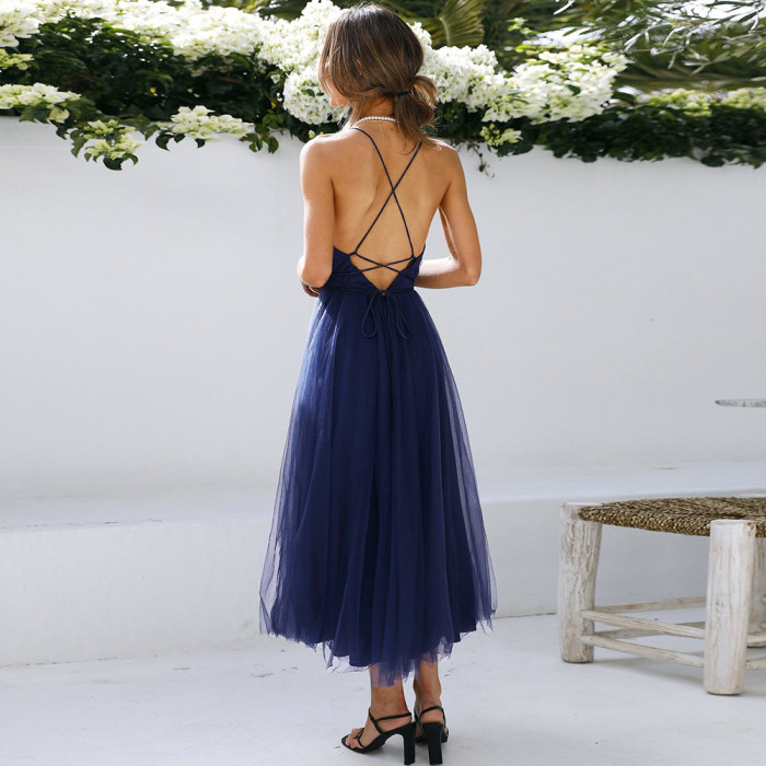 Mesh Backless Sexy Bridesmaid Dresses Party Dress