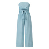 Off The Shoulder One Piece Wide Leg Jumpsuit 