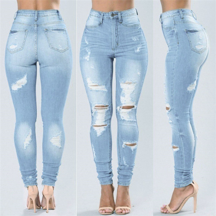 Light Blue Ripped Skinny Jeans