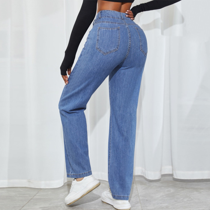 Trendy Double Button Jeans