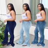 Women's High Waist Slit Micro Pull Jeans