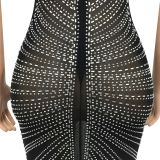 IHOOV Suspender Wrap Chest Mesh perspective Dress