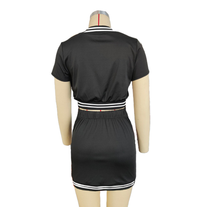 Fashion Casual Split Skirt Baseball Suit