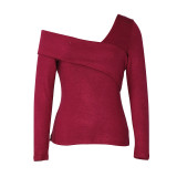 Long Sleeve One Shoulder T Shirt Top