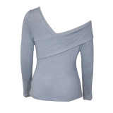 Long Sleeve One Shoulder T Shirt Top