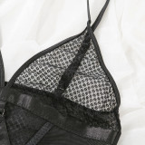 IHOOV Sexy Lingerie Transparentn Sleeveless for Sex Lace Mesh Black BodySuit