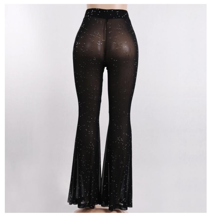 Sexy Mesh Perspective Wide Leg Pants