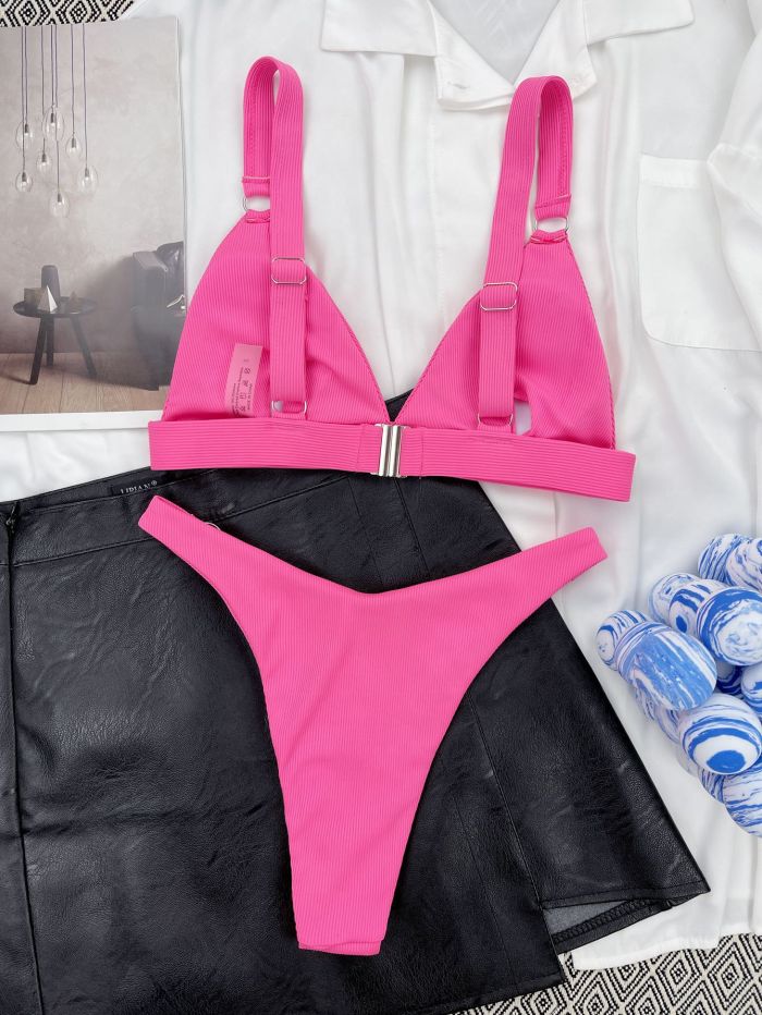 IHOOV Triangle 2 Piece Ribbed Bikini Swimwear