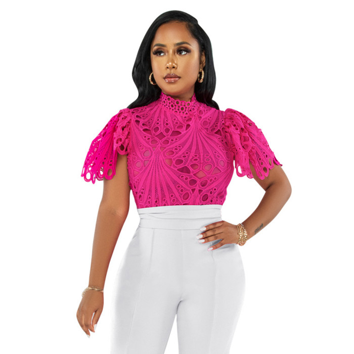 Hook Flower Hollow Out Breathable Nightclub Top