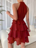 Women's stitched sleeveless Ruffle Dress