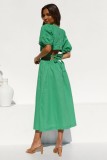 Hollow Waist V-neck Sweet Midi Dress