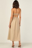 Wrapped Top Hollow Waist Sweet Midi Dress