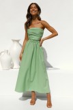 Wrapped Top Hollow Waist Sweet Midi Dress