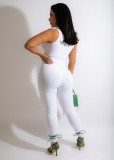 Rib Knit Sleeveless Skinny Tight Zipper Jumpsuit