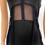 Mesh Patchwork One Piece Sexy Bandage Jumpsuit