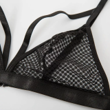 Hollow Out Sexy Bra Panty Garter Set