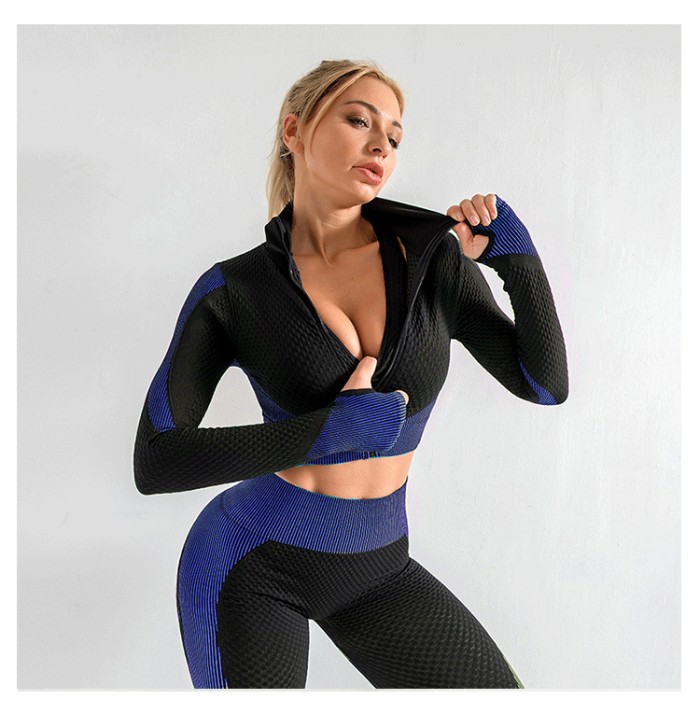 Seamless Yoga Set 3Pcs Gym Fitness Clothing Women Yoga Suit Sportswear Female Workout Leggings Top Sport Clothes Training Suit