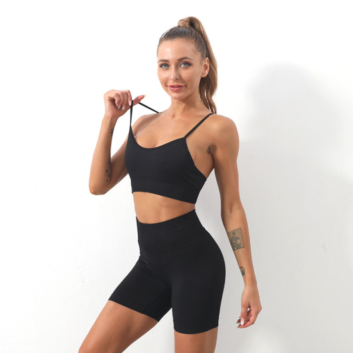Yoga Outfits for Women 2 Piece High Waist Leggings with Bra Activewear