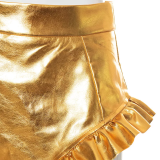 Silver Metallic Ruffle Sexy Shorts