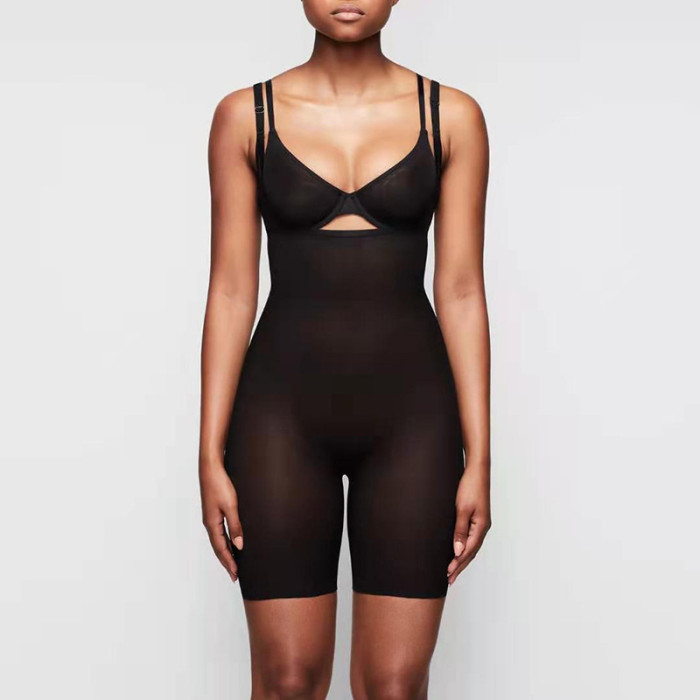 bodysuit shapewear transparent mesh