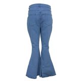 Plus Size Distressed Bell Bottom Jeans