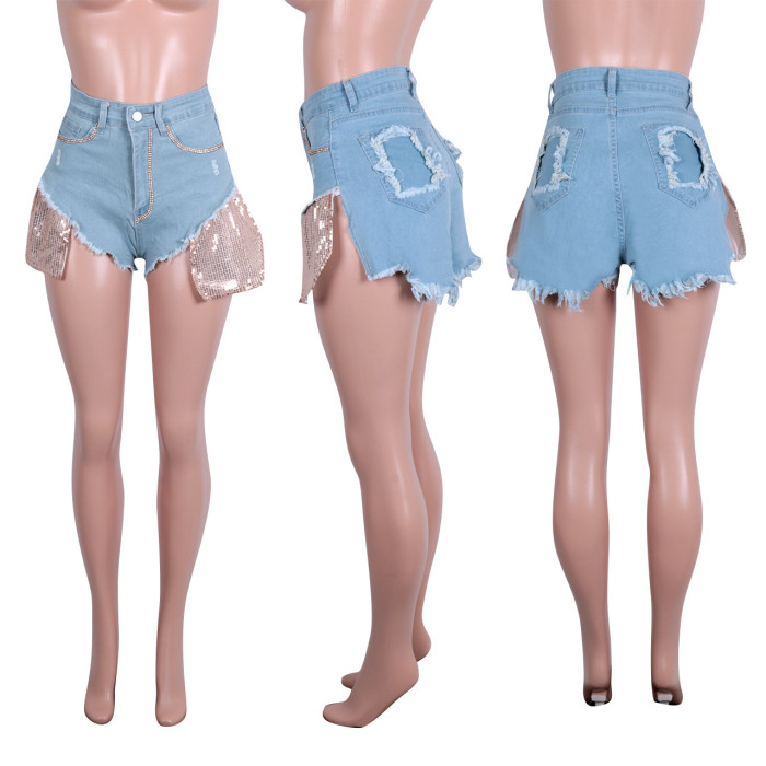 Sequin Pocket Hot Jean Short