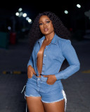 Back Lace Up Denim Short Pants