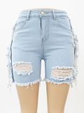 Ripped Hole Tassel Denim Shorts