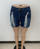 Lace Up Bandage Jean Shorts