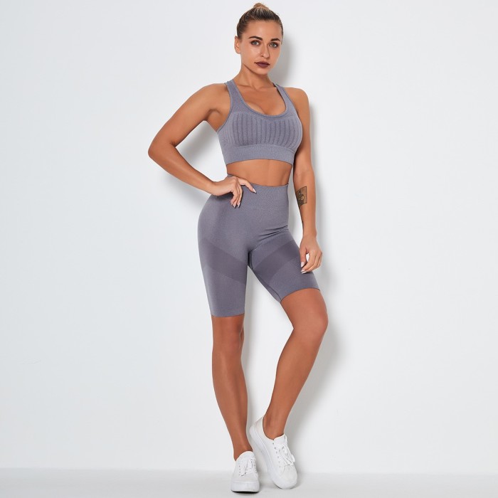 High Waisted Workout Leggings and Crop Top Set