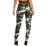 Casual High Waist Camou Track Pants