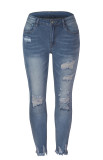 Wash Distressed Skinny High Waist Jeans