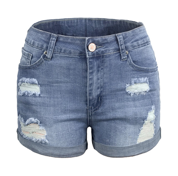 IHOOV lovely High Rise Cuffed Denim Shorts