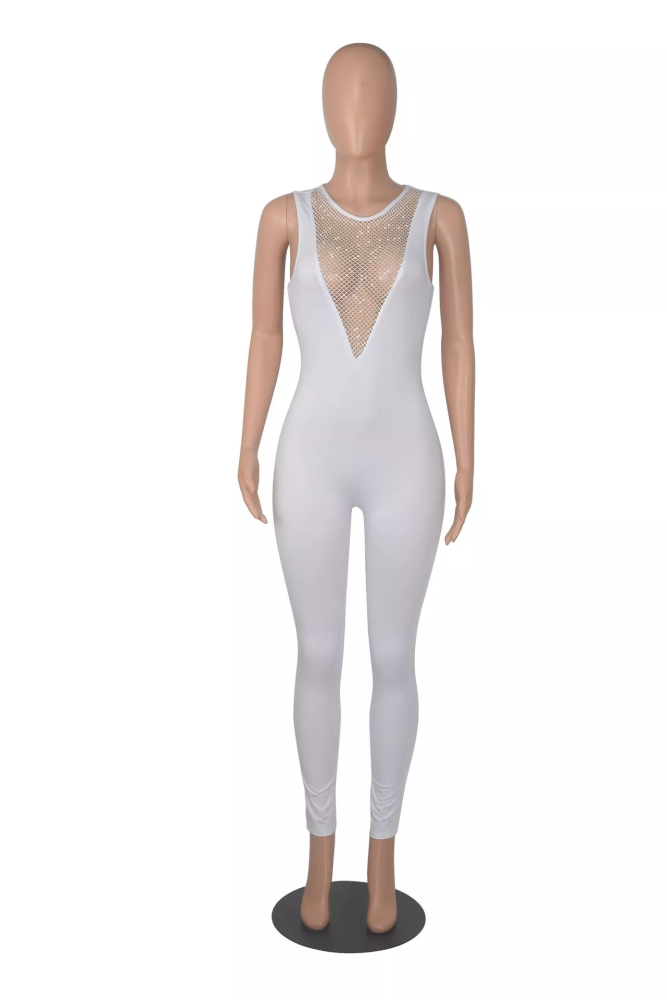 Mesh Patchwork Sexy Tight Jumpsuit