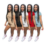 Short Sleeve Pocket Short Jumpsuit