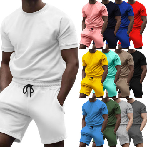 Men's Solid Color fashion Two piece Set