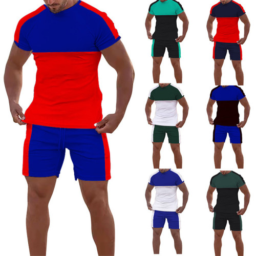 Men's Color Blocking T-shirt + Shorts Set