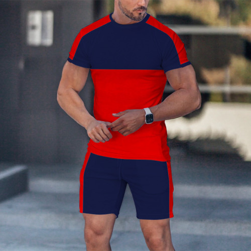 Men's Color Blocking T-shirt + Shorts Set