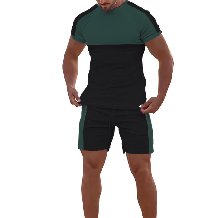 Men's Color Blocking T-shirt + Shorts Set