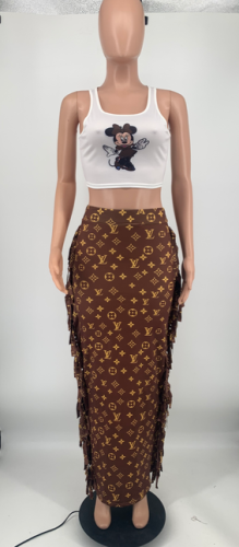 Printed Hip Wrap Skirt
