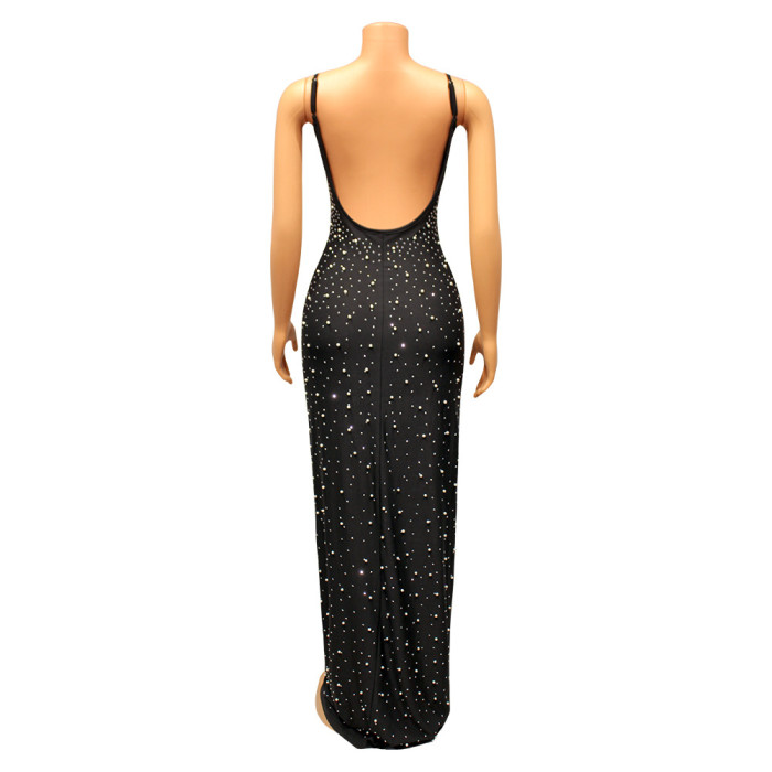 Sexy Diamond Nail Bead Nightclub Dress