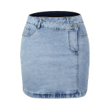 Elastic irregular waist women's Denim Skirt
