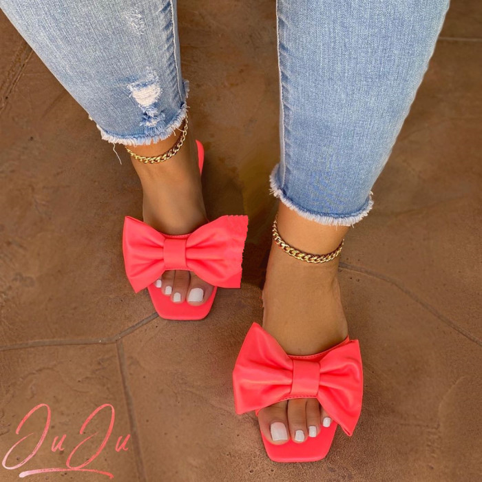 Sandals Bow Flat Bottomed Women's Slippers
