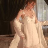 Lace Bow Babydoll and Robe Suit