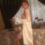 Lace Bow Babydoll and Robe Suit