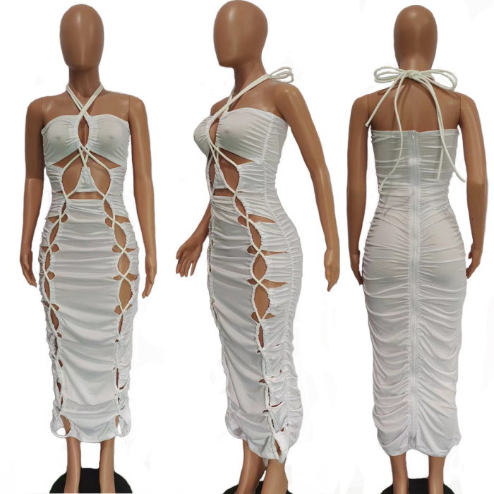 Tbdress Women's Thick Rope, Elastic, Double Zipper Dress