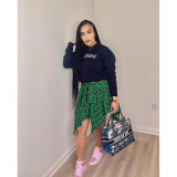 Fashion Irregular Lattice Tied Sleeve Skirt