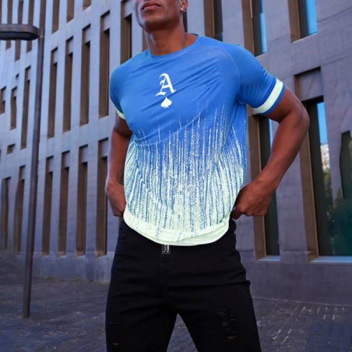 Men's Round Neck Breathable Printed Short Sleeve T-shirt