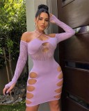 Long Sleeve Hater Hollow Sexy Club Dress