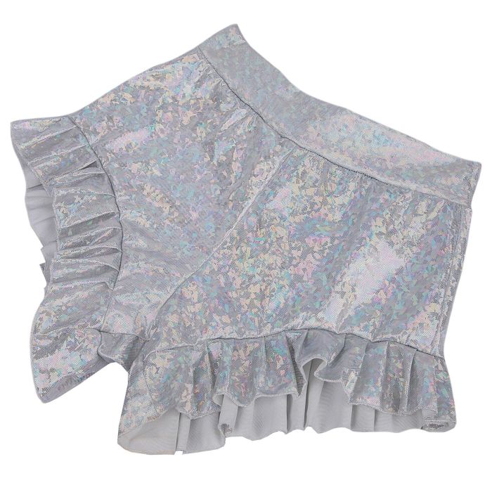 Crimped ruffled Laser Glass Floral Mini Shorts